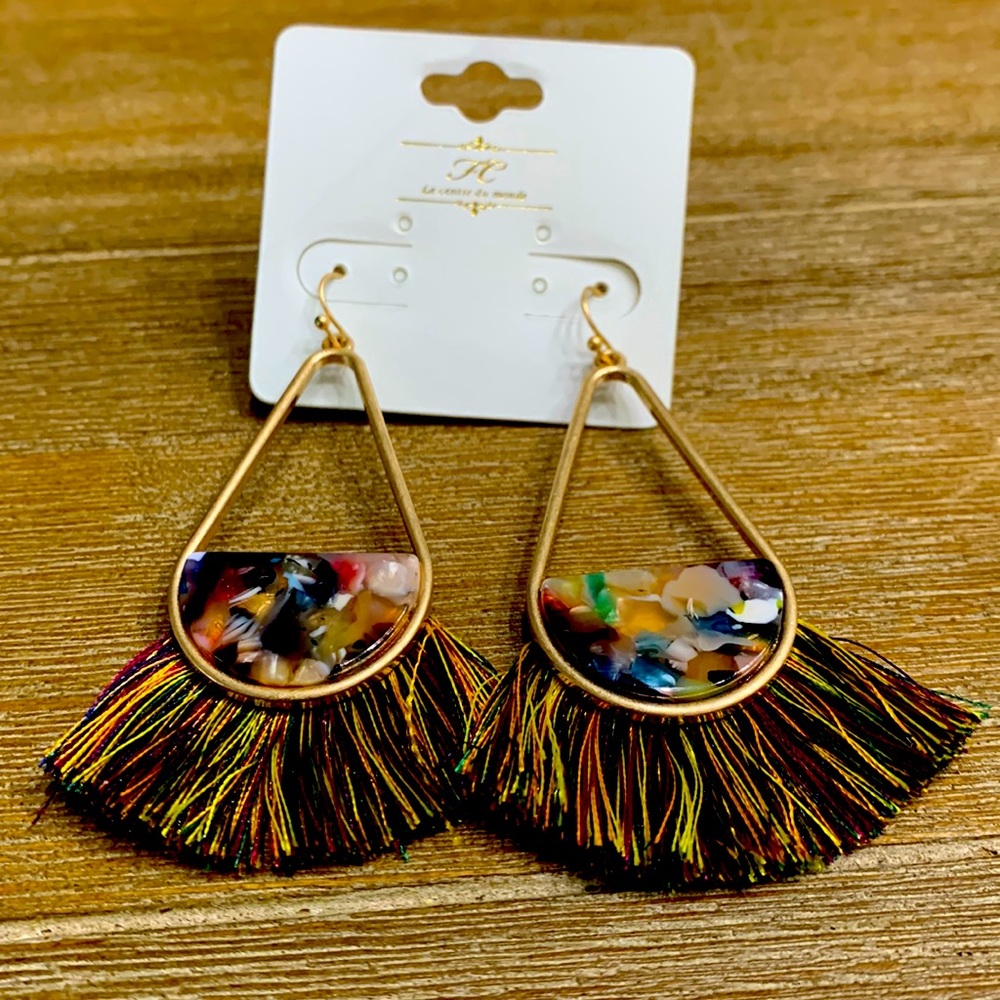 Multicolored earrings, gold